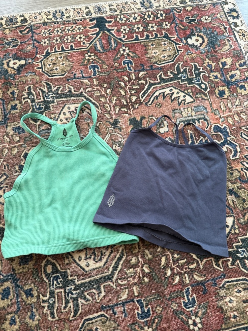 FP Movement by Free People Ribbed Racerback Camisole Duo — Mint Green & Charcoal